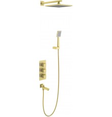 Душевой комплект Timo Tetra-Thermo SX-0199/17SM С ВНУТРЕННЕЙ ЧАСТЬЮ, с термостатом, золото