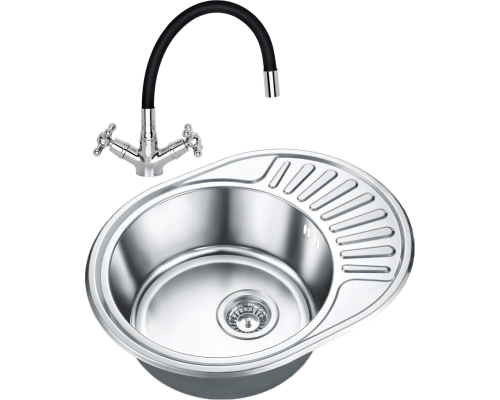 Комплект Мойка кухонная Emar Steel + Смеситель Domaci Равенна D03-007cr