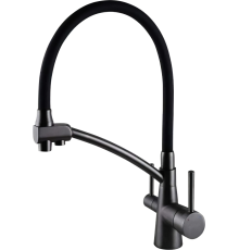 Смеситель для кухни Gappo G4398-19 с гибким изливом, оружейная сталь