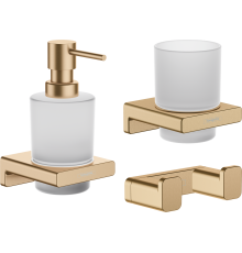Набор Дозатор Hansgrohe AddStoris 41745140 шлифованная бронза + Стакан 41749140 шлифованная бронза + Крючок 41755140 двойной, шлифованная бронза