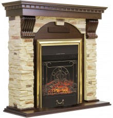 Комплект Электрокамин Royal Flame Majestic FX Brass классический + Портал Dublin арочный сланец/темный дуб