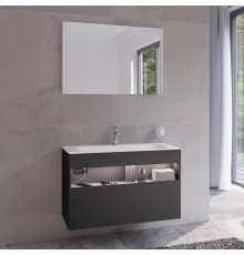 Мебель для ванной комнаты Keuco Stageline 32872 100 см, с подсветкой, розеткой и точкой зарядки USB и USB-C, вулканит