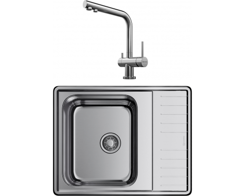 Комплект Мойка кухонная Omoikiri Sagami 63 + Смеситель Nagano BN нержавеющая сталь