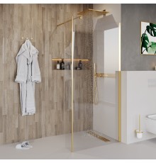 Душевая перегородка Niagara Nova NG-644-90 GOLD 90x195 профиль золото, стекло прозрачное
