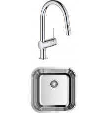 Комплект Мойка кухонная Omoikiri Omi 44-U/IF-IN Quadro нержавеющая сталь + Смеситель Grohe Minta 32321002
