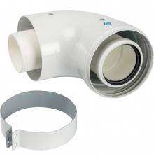 Конденсационный адаптер 90° STOUT DN60/100 м/п PP-FE c хомутом (совместим. с Vaillant, Ariston) SCA-8610-230090 (SCA-8610-230090)