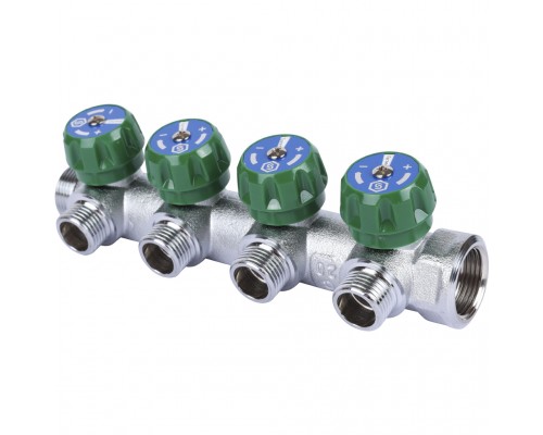 Коллектор регулирующий STOUT 3/4, 4 отвода 1/2  плоское уплотнение (SMB-6849-341204)