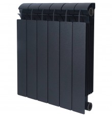 Радиатор биметаллический Global STYLE PLUS 500 6 секции боковое подключение (цвет cod.07 grigio scuro opaco mettalizzato 2748 (черный)) 155262 (155262)