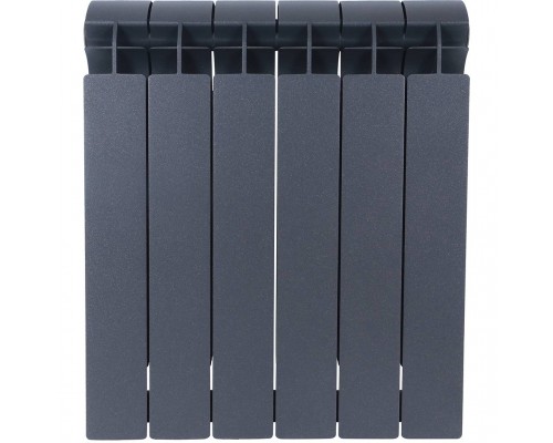 Радиатор биметаллический Global STYLE PLUS 500 6 секции боковое подключение (цвет cod.07 grigio scuro opaco mettalizzato 2748 (черный)) 155262 (155262)