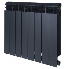 Радиатор биметаллический Global STYLE PLUS 500 8 секции боковое подключение (цвет cod.07 grigio scuro opaco mettalizzato 2748 (черный)) 155263 (155263)