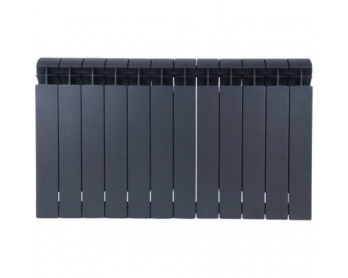 Радиатор биметаллический Global STYLE PLUS 500 12 секции боковое подключение (цвет cod.07 grigio scuro opaco mettalizzato 2748 (черный)) 155266 (155266)