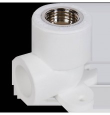 Угольник Pro Aqua d=20-1/2 PP-R с креплением комбинированный ВР Белый (PA28008P)
