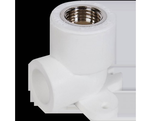 Угольник Pro Aqua d=20-1/2 PP-R с креплением комбинированный ВР Белый (PA28008P)