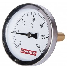 Термометр биметаллический ROMMER 63 мм 120 градусов с погружной гильзой 50 мм 1/2 (RIM-0001-635015)