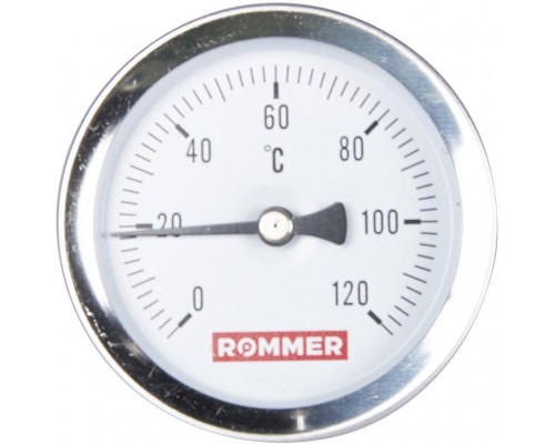 Термометр биметаллический ROMMER 63 мм 120 градусов с погружной гильзой 50 мм 1/2 (RIM-0001-635015) Термометр биметаллический ROMMER 63 мм 120 градусов с погружной гильзой 50 мм 1/2 (RIM-0001-635015)