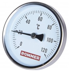 Термометр биметаллический ROMMER 80 мм 120 градусов с погружной гильзой 50 мм 1/2 (RIM-0001-805015)