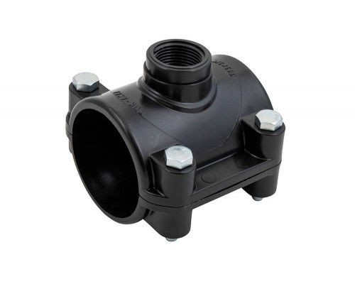 Седелка Политэк (ТПК-АКВА) с внутренней резьбой для ПНД труб (крепление - болт) 110 - 3/4 (3000110034)