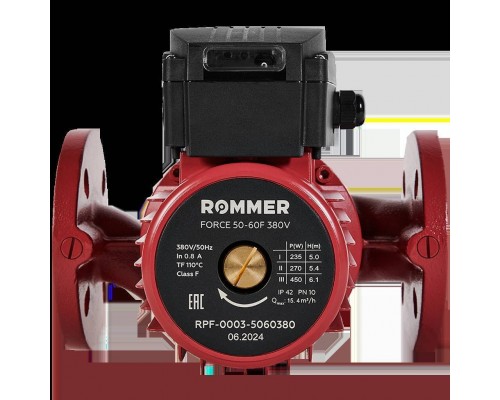 Насос циркуляционный фланцевый трехскоростной ROMMER RPF 50-60F 380V (RPF-0003-5060380) Насос циркуляционный фланцевый трехскоростной ROMMER RPF 50-60F 380V (RPF-0003-5060380)