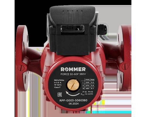 Насос циркуляционный фланцевый трехскоростной ROMMER RPF 50-60F 380V (RPF-0003-5060380) Насос циркуляционный фланцевый трехскоростной ROMMER RPF 50-60F 380V (RPF-0003-5060380)