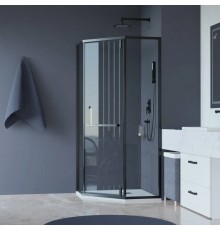 Душевой уголок RGW Hotel HO-084-B 100x100x195 см, профиль черный, стекло прозрачное