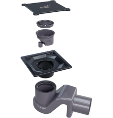 Душевой трап RGW Shower Drain SDR-13B, 11х11 см, черный