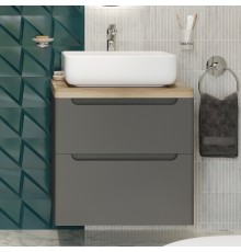 Тумба с раковиной STWORKI Берген 60 серая со светлой столешницей, Soul 1
