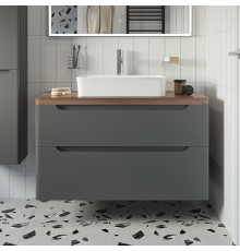 Тумба с раковиной STWORKI Берген 100 серая с темной столешницей, Bocchi Sottile 1476-001-012