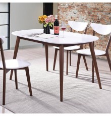 Обеденный стол TetChair Датская Max 140 см, белый, коричневый
