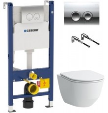 Комплект Инсталляция Geberit Duofix Delta 3 в 1 с кнопкой смыва + Унитаз Laufen Pro Rimless безободковый