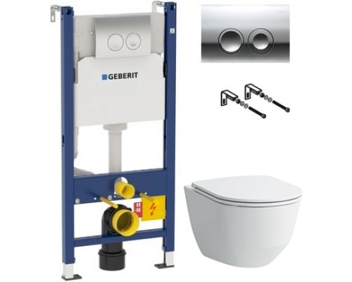 Комплект Инсталляция Geberit Duofix Delta 3 в 1 с кнопкой смыва + Унитаз Laufen Pro Rimless безободковый