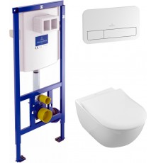 Комплект Унитаз подвесной Villeroy   Boch Subway 2.0 5614R201 alpin + Кнопка Viconnect 9224 9068 белая + Инсталляция 9224 6100