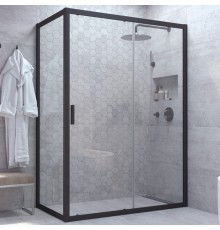 Душевой уголок Vegas Glass ZP+ZPV NOVO 100*90 02М 01 профиль черный матовый, стекло прозрачное