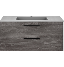 Тумба с раковиной Vincea Chiara 2D 100, 2 ящика, камень, с серой раковиной
