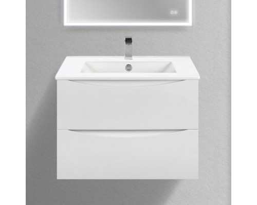 Тумба с раковиной Vincea Mia Slim 70, 2 ящика, белая глянцевая