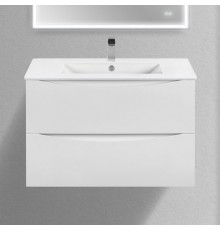 Тумба с раковиной Vincea Mia Slim 80, 2 ящика, белая глянцевая