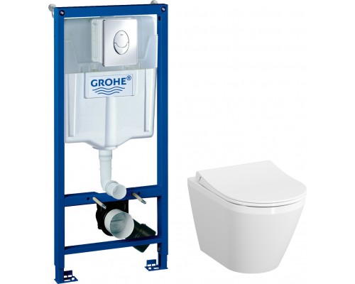 Комплект Унитаз подвесной VitrA Integra 7040B003-0075 + Крышка 110-003-019 + Инсталляция Grohe Rapid SL 38721001 3 в 1 с кнопкой смыва