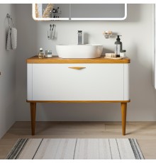 Тумба с раковиной VOQ Maestro 100 ultra white natural walnut