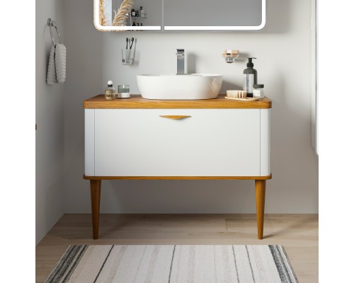 Тумба с раковиной VOQ Maestro 100 ultra white natural walnut