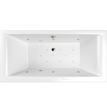 Акриловая ванна WHITECROSS Savia Duo RELAX 170x80 см, с гидромассажем, с каркасом, со сливом-переливом, фурнитура бронза