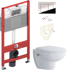 Комплект Унитаз подвесной Duravit D-code 45700900A1 безободковый + Инсталляция TECE Now 9400412 4 в 1 с кнопкой смыва