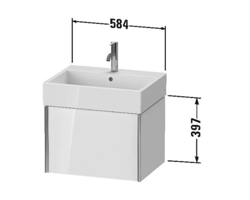 Duravit XViu Тумба подвесная 58.4x45.4x39.7см, с раковиной, 1 ящик, цвет: walnut dark/черный матовый. 2350600000,  XV42340B221