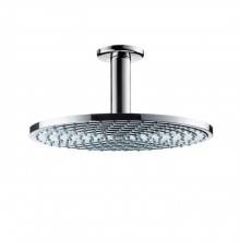 Hansgrohe Raindance Air Верхний душ, с потолочным подсоединением, экстра широкая душевая струя, с технологией AIR, защита от загрязнений QuickClean, с потолочным подсоединением 100 мм, с защитой от люфта, цвет: хром. 27477000