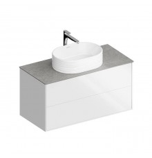 Kerama Marazzi PLAZA Modern Тумба подвесная 100x48см, 2 ящика, цвет: белый / дуб виченце. PLB.M.100.2\WHT.V