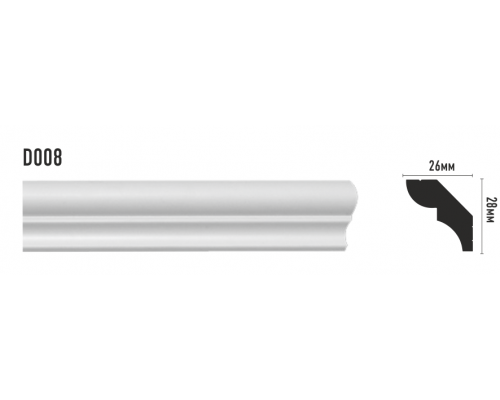 Плинтус потолочный гладкий DECOMASTER D008ДМ (28*26*2000мм) Плинтус потолочный гладкий DECOMASTER D008ДМ (28*26*2000мм)