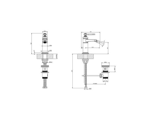 Gessi Venti20 Смеситель для биде на 1 отверстие, однорычажный, в комплекте с донным клапаном, цвет: хром. 65007#031