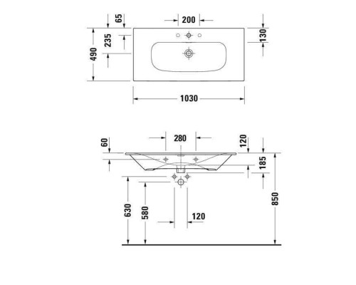 Duravit Viu Раковина 103х49 см, 1 отв., цвет: белый. 2344100000