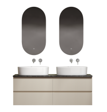 Мебель для ванной комнаты Sancos Snob R 140, beige soft, столешница черный мрамор TT140A1, раковина CN6075
