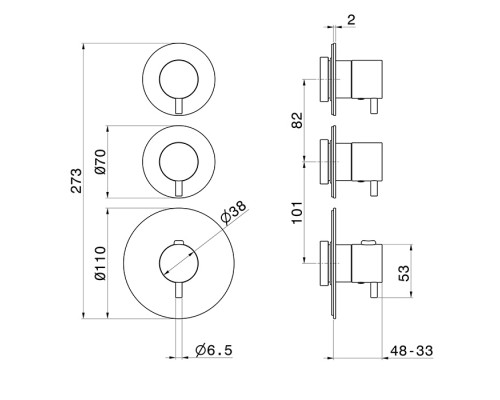 Newform X-Steel 316 Смеситель для душа, термостатический, встраиваемый, 2 потока, внешняя часть, цвет: stainless steel. 69859EX.50.050