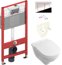 Комплект Унитаз подвесной Villeroy   Boch O.Novo 5660 H101 alpin + Инсталляция TECE Now 9400412 4 в 1 с кнопкой смыва