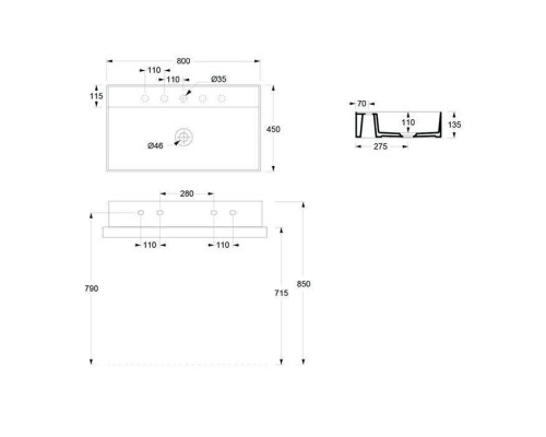 Alice Hide Раковина 80x45х13.5см., подвесная, 1 отв., цвет: белый глянцевый. 31240101S Alice Hide Раковина 80x45х13.5см., подвесная, 1 отв., цвет: белый глянцевый. 31240101S